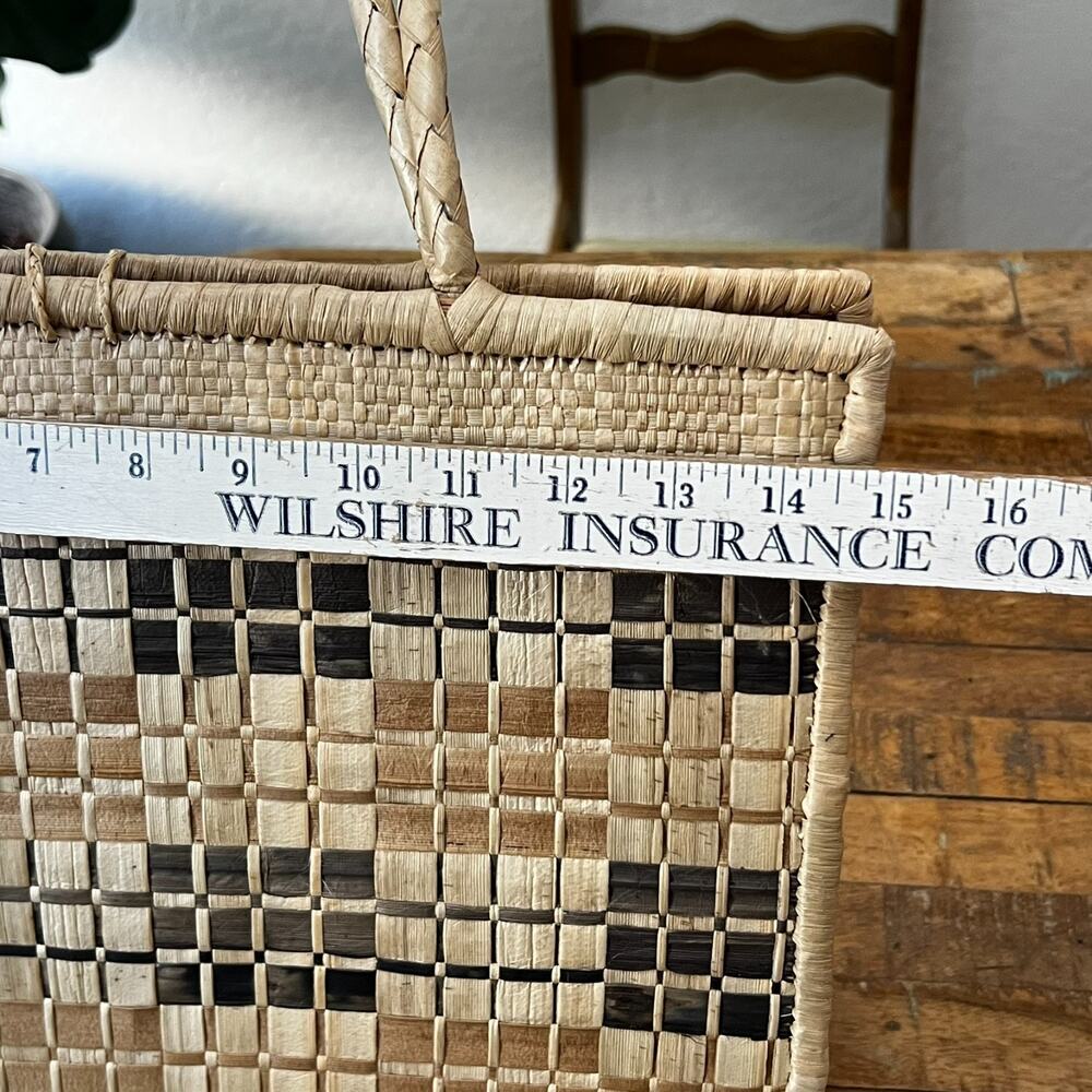 Basket Weave Purse Beach Handbag Double Handles - Picture 6 of 12